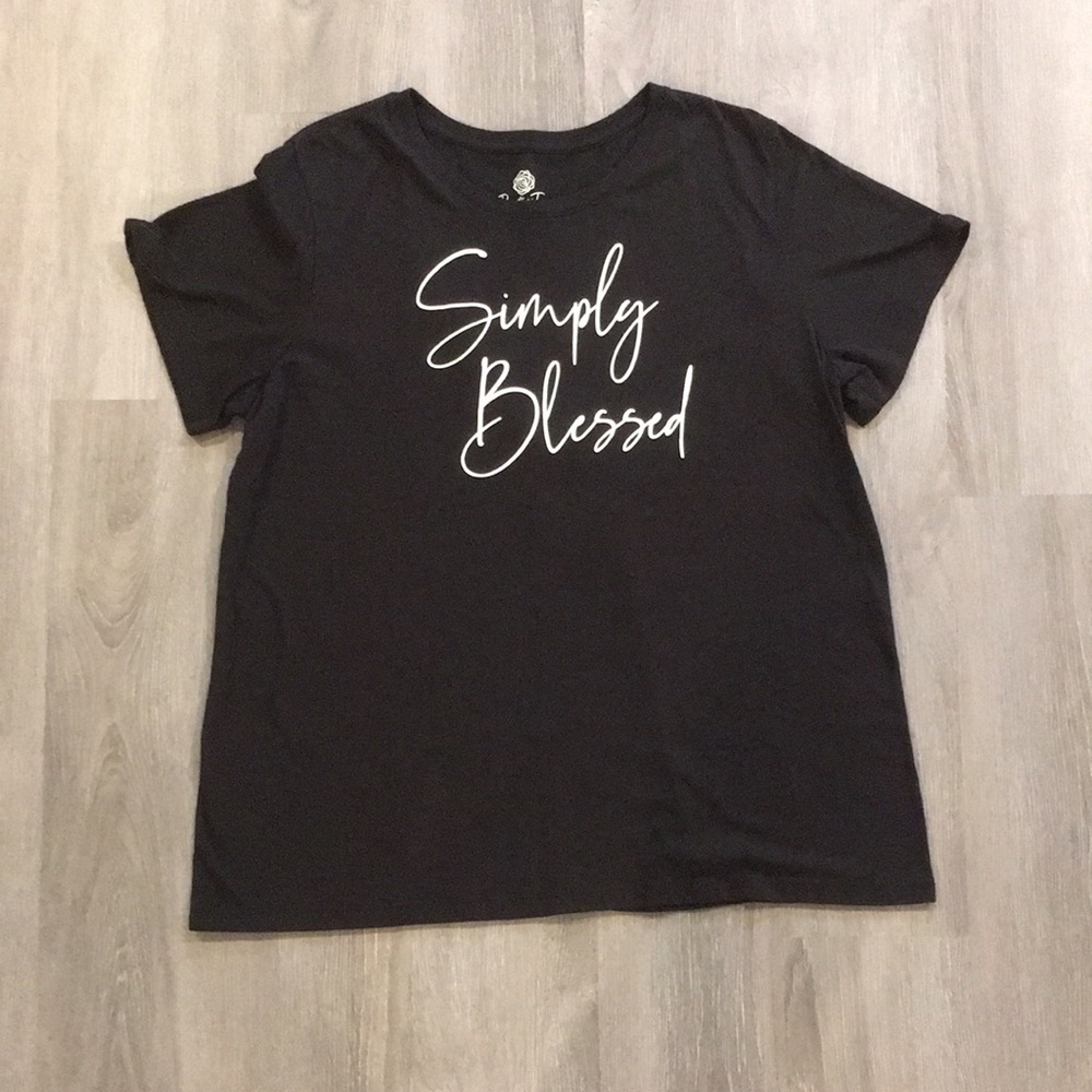 Simply blessed black T-shirt size 2X… Runs small… Fits more like a medium large
